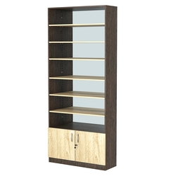 Стеллаж из ДСП с 6-ю полками 300x900 мм серии LEVEL-6 №12-2 (З/C - ЗЕРКАЛО), Дуб Венге + Дуб Сонома