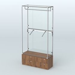 Торговая система ХРОМ (задняя стенка - стекло) 1200 мм №2-2 с тумбой Т-14 и поручнями, Орех