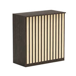 Торговый стол-прилавок широкий с планками серии ПРИЛИВ №20, Дуб Венге + Дуб Сонома