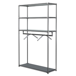 Хромированное вешало БАШНЯ №7-4 с полками Зеркало 4мм, Темно-Серый