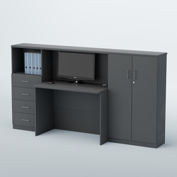 Ресепшен с тумбами и полками ВЕГА №3, Темно-Серый