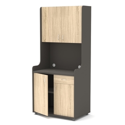 Офисная мини-кухня ЭЛЕГИЯ №2А, Черный + Дуб Сонома