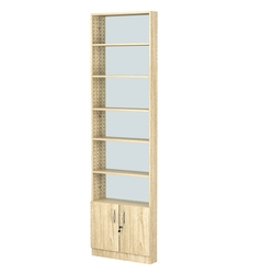 Стеллаж из ДСП с 5-ю полками 100x600 мм серии LEVEL-5 №1-2 (З/C - ЗЕРКАЛО), Дуб Сонома