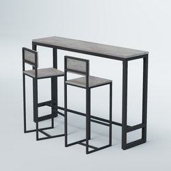 Комплект барный стол "Кофе-брейк" №10 и стулья, Бетон Чикаго светло-серый F186 ST9