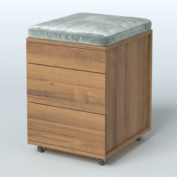 Тумба мобильная Фламинго 2 ящика + 1 ящик-лоток с подушкой, Орех