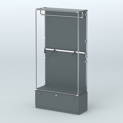 Торговая система ХРОМ (задняя стенка - ДСП) 1200 мм №2-1 с тумбой Т-11 и поручнями, Темно-Серый