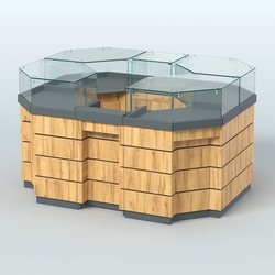 Торговый островок GOLD №1 (3,13 кв.м), Темно-Серый  + Дуб Золотистый