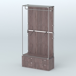 Торговая система ХРОМ (задняя стенка - ДСП) 1200 мм №2-2 с тумбой Т-14 и поручнями, Ясень Анкор темный