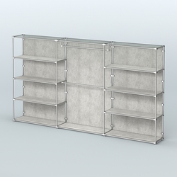 Торговая система ХРОМ (задняя стенка - ДСП) 3600 мм с полками ДСП и поручнями №1, Метрополитан Грей