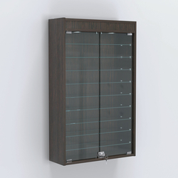 Витрина настенная №202-7А высокая с девятью полками и подсветкой, Дуб Венге