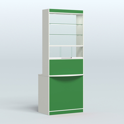 Высокая витрина-прилавок Эконом №3В, Белый + Зеленый Оксид 9561 BS