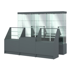 Комплект стеклянных витрин ИС-03 и прилавков ЭК-7, Темно-Серый