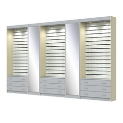 Комплект витрин под очки №11+1+11+1+11 (открытый доступ), Серый + Крем Вайс