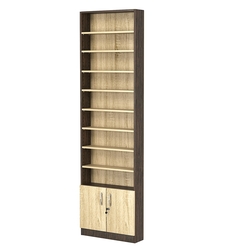 Стеллаж из ДСП с 8-ю полками 150x600 мм серии LEVEL-8 №2 (З/C - ДВП), Дуб Венге + Дуб Сонома