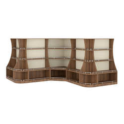 Угловой низкий стеллаж ГАРАНТ №4-О с ограничителями, Орех + Крем Вайс