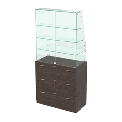 Закрытый прилавок с наклонным фасадным стеклом Селена-115, Дуб Венге