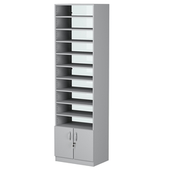 Стеллаж из ДСП с 9-ю полками 400x600 мм серии LEVEL-9 №7-1 (З/C - СТЕКЛО), Серый