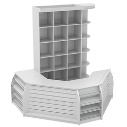 Комплект кассовой зоны со стеллажами - ячейками и подсветкой №1-1, Серый