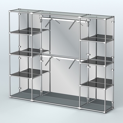 Торговая система ХРОМ (задняя стенка - зеркало) 2430 мм с тонированными полками и поручнями №7, Темно-Серый