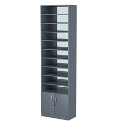 Стеллаж из ДСП с 9-ю полками 300x600 мм серии LEVEL-9 №5-2 (З/C - ЗЕРКАЛО), Темно-Серый