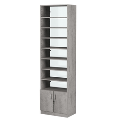 Стеллаж из ДСП с 7-ю полками 350x600 мм серии LEVEL-7 №6-1 (З/C - СТЕКЛО), Бетон Чикаго светло-серый F186 ST9