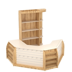 Комплект кассовой зоны со скосами и открытыми стеллажами малый №1-1, Дуб Золотистый Крем Вайс