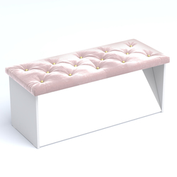 Пуфик с зеркалами №4К (каретка), Белый + 14 Flamingo