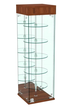 Витрина РОТАЦИЯ настольная с вращающимися полками №27-5 (задняя стенка - зеркало), Орех