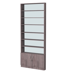 Стеллаж из ДСП с 6-ю полками 100x900 мм серии LEVEL-6 №8-2 (З/C - ЗЕРКАЛО), Ясень Анкор темный