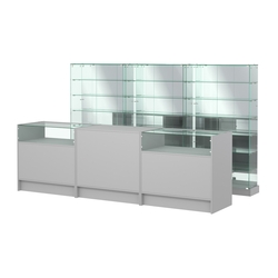 Комплект низких витрин ХП-11 и прилавков ЭК-2, Серый