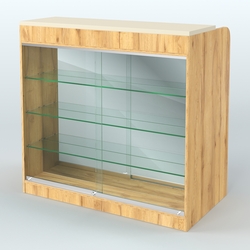 Ресепшен-Лайт №2 (Фасадная стенка - Зеркало), Дуб Золотистый и Крем Вайс