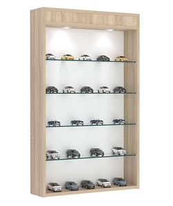 Витрина настенная №2-3Г высокая с верхними светильниками, Дуб сонома