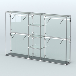 Торговая система ХРОМ (задняя стенка - стекло) 3030 мм с прозрачными полками и поручнями №8, Темно-Серый