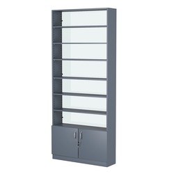 Стеллаж из ДСП с 6-ю полками 250x900 мм серии LEVEL-6 №11-1 (З/C - СТЕКЛО), Темно-Серый