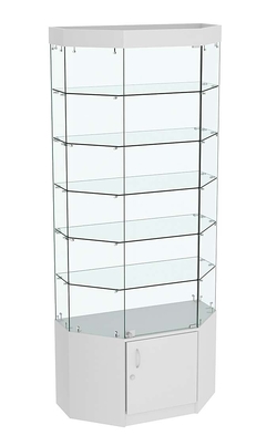Стеклянная витрина Истра Трапеция с пятью полками и подсветкой №821, Серый