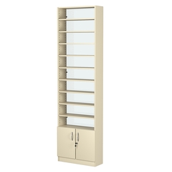 Стеллаж из ДСП с 9-ю полками 200x600 мм серии LEVEL-9 №3-1 (З/C - СТЕКЛО), Крем Вайс