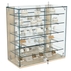 Витрина настенная НЕО №1-4 с зеркалом и пятью полками, Дуб сонома