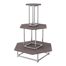 Торговый хромированный остров ПИРАМИДА №7 (полки ДСП 16мм), Ясень Анкор темный