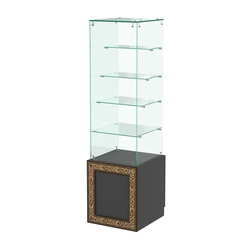 Стеклянный прилавок с дверкой и декором №СПБА-208, Черный