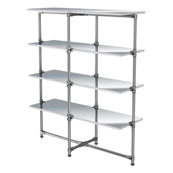 Хромированный стенд Прогресс №1-5 (с полками Зеркало 4мм), Ясень Анкор светлый