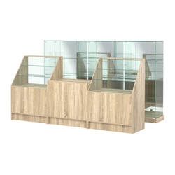 Комплект низких витрин ХП-07 и прилавков ЭК-7, Дуб сонома