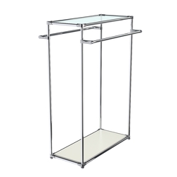 Хромированный стенд-вешало TD-38 №1-1 с полкой стекло 6мм (прозрачное), Белый