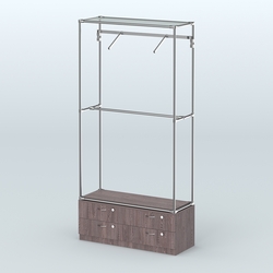 Торговая система ХРОМ без ДСП 1200 мм №4-2 с тумбой Т-14 и поручнями, Ясень Анкор темный