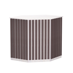 Торговый стол-прилавок шестигранный с планками серии ПРИЛИВ №22, Ясень Анкор светлый + Ясень Анкор темный