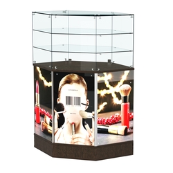 Прилавок со световым коробом и высокой стеклянной надставкой №8, Дуб Венге