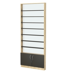 Стеллаж из ДСП с 7-ю полками 100x900 мм серии LEVEL-7 №8-1 (З/C - СТЕКЛО), Дуб Сонома + Черный