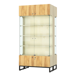 Витрина Монти №5 двусторонняя, Крем Вайс и Дуб Золотистый