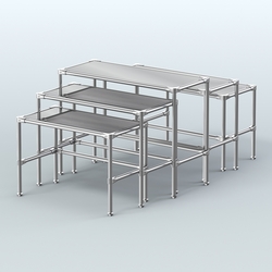 Комплект столов №2-5 с полками зеркало 4мм, Ясень Анкор светлый