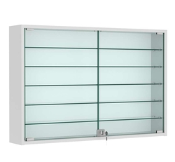 Витрина настенная №3-5А широкая с пятью стеклянными полками, Серый