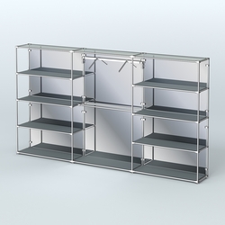 Торговая система ХРОМ (задняя стенка - зеркало) 3600 мм с полками ДСП и поручнями №9, Темно-Серый